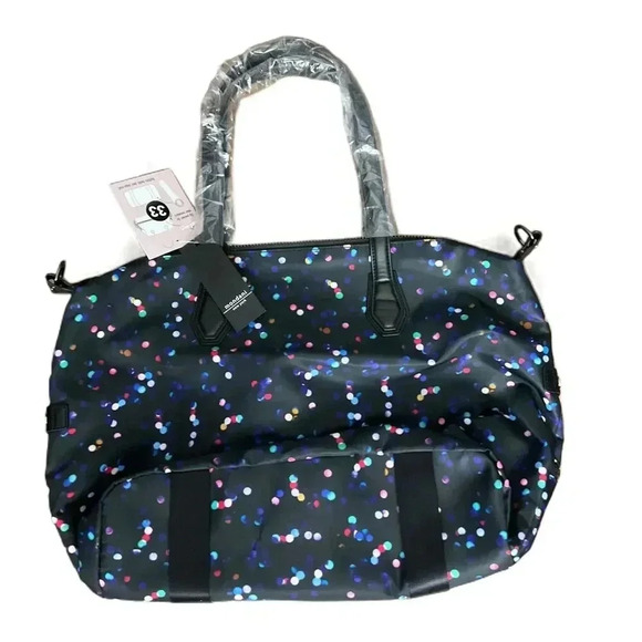 NWT Mondani New York Black Polka‎ Dot Dual Handles Zip Closure Tote Bag One Size - Picture 1 of 6